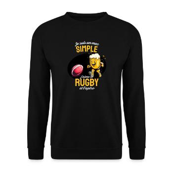 Rugby et Apéro Cartoon Bière - Sweat-shirt Unisexe - noir - Devant - Alina (178cm) & Michal (187cm)