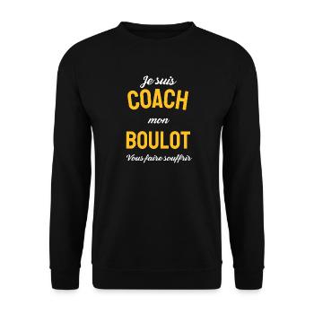 Coach Mon Travail: Humour - Sweat-shirt Unisexe - noir - Devant - Alina (178cm) & Michal (187cm)