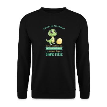 Dino mignon, Grand frère arrive - Sweat-shirt Unisexe - noir - Devant - Alina (178cm) & Michal (187cm)