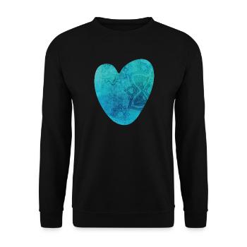 Yoga Heart Mandala Pattern Meditation Love Fan om - Unisex Sweatshirt - black - Front - Alina (178cm) & Michal (187cm)