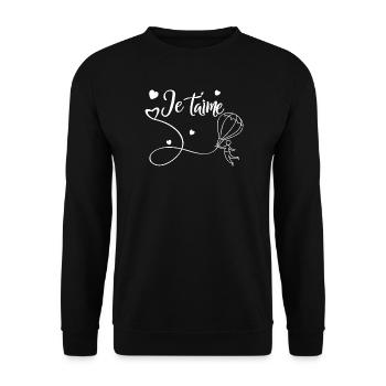 Ich liebe dich - Unisex Pullover - Schwarz - Vorne - Alina (178cm) & Michal (187cm)