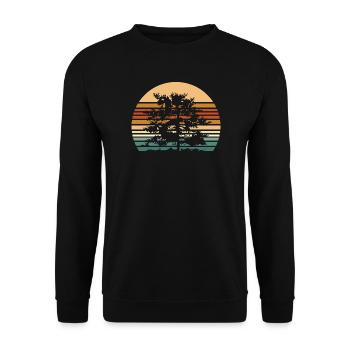 Illustration de forêt avec arbre vintage aux couleurs rétro - Sweat-shirt Unisexe - noir - Devant - Alina (178cm) & Michal (187cm)