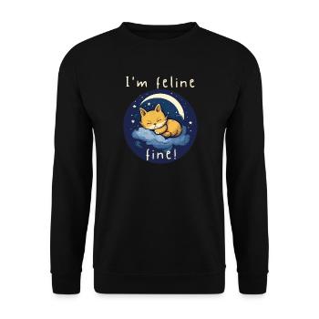 Feline Fine Moonlit Kitten - Unisex Pullover - Schwarz - Vorne - Alina (178cm) & Michal (187cm)