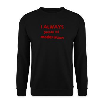 Ich trinke immer in Maßen – Red Script - Unisex Pullover - Schwarz - Vorne - Alina (178cm) & Michal (187cm)