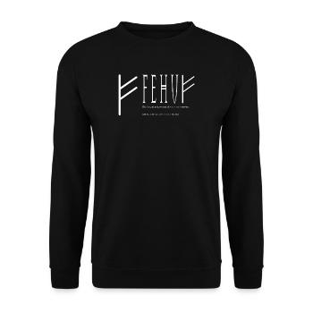 Lettrage Fehu design blanc - Sweat-shirt Unisexe - noir - Devant - Alina (178cm) & Michal (187cm)