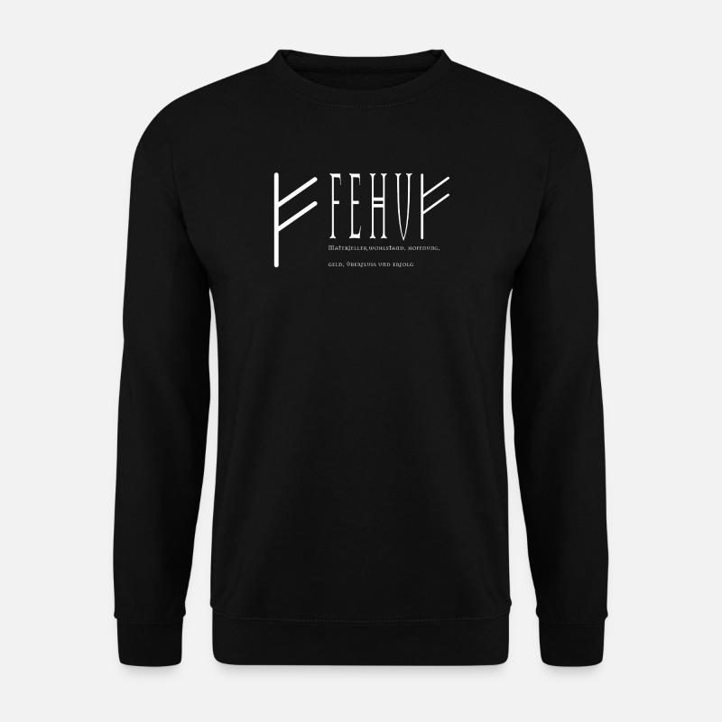 Fehu lettering design white - Unisex Sweatshirt - black