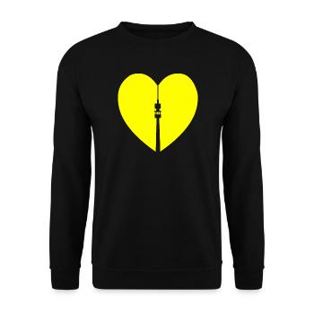 Dortmund mit Herz, Florianturm und Herz Design - Unisex Pullover - Schwarz - Vorne - Alina (178cm) & Michal (187cm)