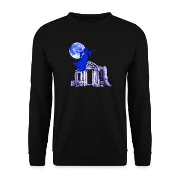 Geister silhouette über Gruft Ruine - Unisex Pullover - Schwarz - Vorne - Alina (178cm) & Michal (187cm)