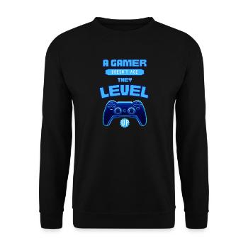 Gamer Level Up Neon-Controller - Unisex Pullover - Schwarz - Vorne - Alina (178cm) & Michal (187cm)