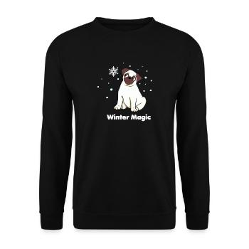Winter Magic Pug - Unisex Sweatshirt - black - Front - Alina (178cm) & Michal (187cm)