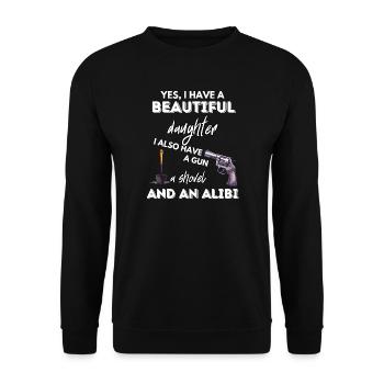 Daughter Gun Shovel Alibi - Unisex Sweatshirt - black - Front - Alina (178cm) & Michal (187cm)