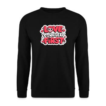 love yourself first Galentine’s Day 2026 - Sweat-shirt Unisexe - noir - Devant - Alina (178cm) & Michal (187cm)