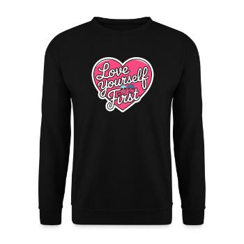 love yourself first Galentine’s Day 2026 - Sweat-shirt Unisexe - noir - Devant - Alina (178cm) & Michal (187cm)