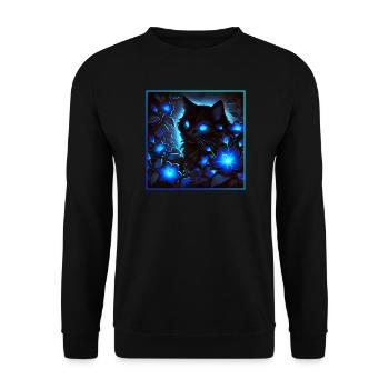 Un petit chat noir scintillant et lumineux - Sweat-shirt Unisexe - noir - Devant - Alina (178cm) & Michal (187cm)