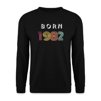 Born 1992 Neon Retro Typo - Unisex Sweatshirt - black - Front - Alina (178cm) & Michal (187cm)