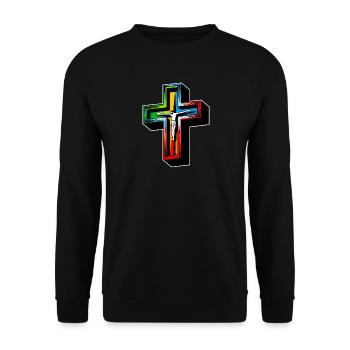 Jesus am Kreuz - Unisex Pullover - Schwarz - Vorne - Alina (178cm) & Michal (187cm)