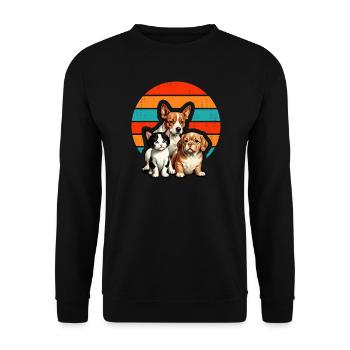 vintage chiens & chat 2026 - Sweat-shirt Unisexe - noir - Devant - Alina (178cm) & Michal (187cm)