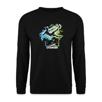 Game Changer – Football Overhead Kick Design Icon - Unisex Sweatshirt - black - Front - Alina (178cm) & Michal (187cm)