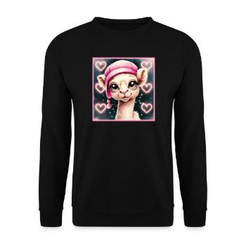 Camel with Sleepy Cap - Unisex Sweatshirt - black - Front - Alina (178cm) & Michal (187cm)