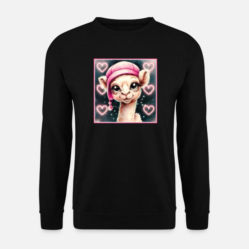 Camel with Sleepy Cap - Unisex Sweatshirt - black