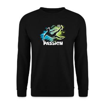 Passion – Conception de ballons de football pour de vrais footballeurs - Sweat-shirt Unisexe - noir - Devant - Alina (178cm) & Michal (187cm)