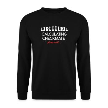 Schach - Schachmatt berechnen. Bitte warten... - Unisex Pullover - Schwarz - Vorne - Alina (178cm) & Michal (187cm)