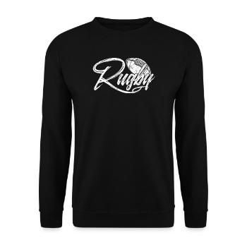 Conception typographique dynamique sur le thème du ballon de rugby - Sweat-shirt Unisexe - noir - Devant - Alina (178cm) & Michal (187cm)