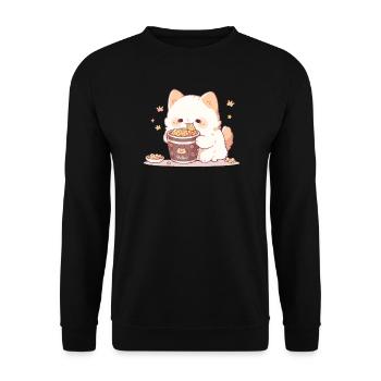 Chats spaghetti - Le chat s’amuse avec le passé - Sweat-shirt Unisexe - noir - Devant - Alina (178cm) & Michal (187cm)