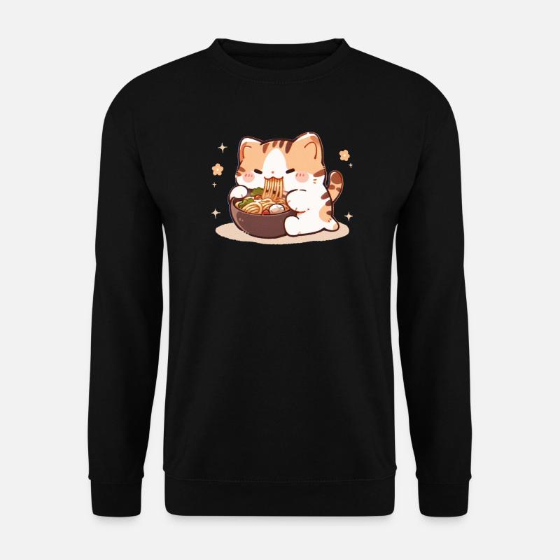 Cat Eating Spaghetti Meme - Unisex Sweatshirt - black