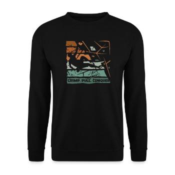 Bouldering – Crimping. Pull. Conquer. - Unisex Sweatshirt - black - Front - Alina (178cm) & Michal (187cm)