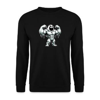 Weißes Monster - Muskeln lustiges Design 2026 - Unisex Pullover - Schwarz - Vorne - Alina (178cm) & Michal (187cm)