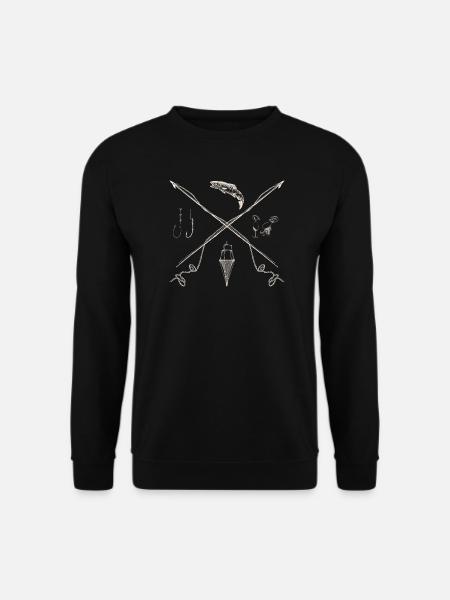 Gekreuzte Ruten Vintage Angelausrüstung - Unisex Pullover - Schwarz