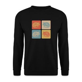 Vintage Gürteltier Armadillo Pop-Art - Unisex Pullover - Schwarz - Vorne - Alina (178cm) & Michal (187cm)