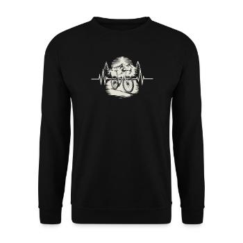 Gravel Bike Heartbeat | Adventure Nature - Unisex Sweatshirt - black - Front - Alina (178cm) & Michal (187cm)