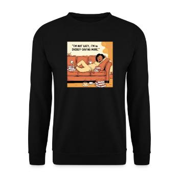 I´m not lazy i am in energy saving mode - Unisex Pullover - Schwarz - Vorne - Alina (178cm) & Michal (187cm)