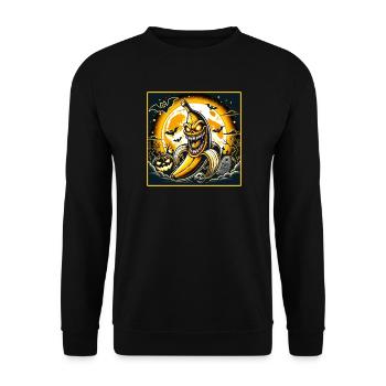 Spooky Halloween Banana - Unisex Sweatshirt - black - Front - Alina (178cm) & Michal (187cm)