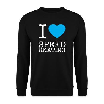I LOVE SPEED SKATING Eisschnellauf - Unisex Pullover - Schwarz - Vorne - Alina (178cm) & Michal (187cm)