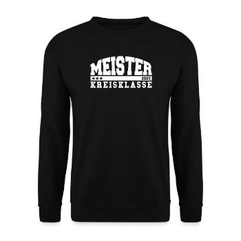 Meister 2025 Kreisklasse Aufstieg Fußball - Unisex Pullover - Schwarz - Vorne - Alina (178cm) & Michal (187cm)