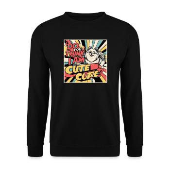 Funny Pomeranian Dog - Do You Think I Am Cute? - Unisex Sweatshirt - black - Front - Alina (178cm) & Michal (187cm)