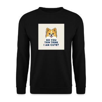Funny Pomeranian Dog - Do You Think I Am Cute? - Unisex Sweatshirt - black - Front - Alina (178cm) & Michal (187cm)