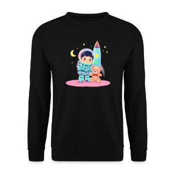 Astronaut with teddy bear - Unisex Sweatshirt - black - Front - Alina (178cm) & Michal (187cm)