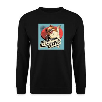 Funny Pomeranian Dog - Do You Think I Am Cute? - Unisex Sweatshirt - black - Front - Alina (178cm) & Michal (187cm)