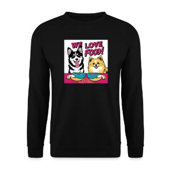 Comic Dogs - We Love Food - Unisex Pullover - Schwarz - Vorne - Alina (178cm) & Michal (187cm)