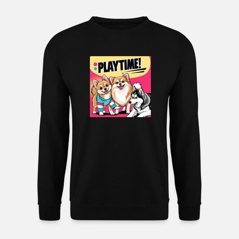 Comic Dogs - Playtime - Unisex Pullover - Schwarz