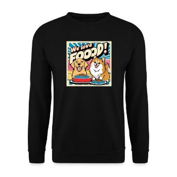 Comic Dogs - We Love Food - Unisex Pullover - Schwarz - Vorne - Alina (178cm) & Michal (187cm)