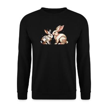 Deux lapins en représentation géométrique - Sweat-shirt Unisexe - noir - Devant - Alina (178cm) & Michal (187cm)