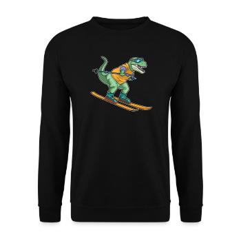 Tyrannosaurus Skifahrer Ski Wintersport - Unisex Pullover - Schwarz - Vorne - Alina (178cm) & Michal (187cm)