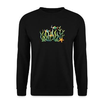 Colorful marine world with fish and corals - Unisex Sweatshirt - black - Front - Alina (178cm) & Michal (187cm)