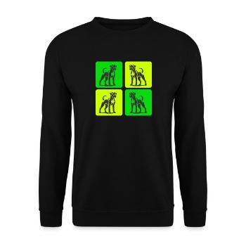 Boxer Hund Design - Unisex Pullover - Schwarz - Vorne - Alina (178cm) & Michal (187cm)