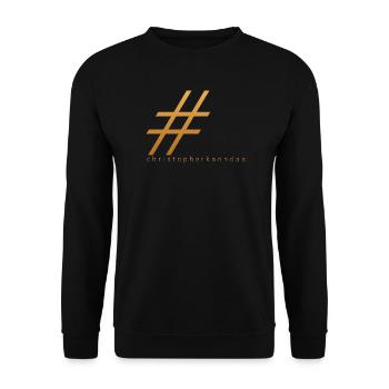 Christopher kann das Rautenmuster in Gold - Unisex Pullover - Schwarz - Vorne - Alina (178cm) & Michal (187cm)